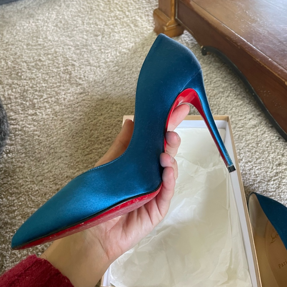 Pigalle Follies 100 Satin Blue Christain Louboutin
